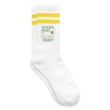 Every Day is a Garden Day - Striped tennis socks - white/yellow - Right