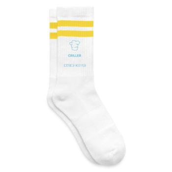Die besten Griller aus Nordrhein-Westfalen Design - Gestreifte Tennissocken - Weiß/Gelb - Rechts