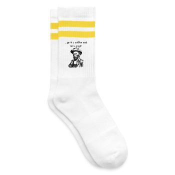 Van Gogh Kaffee - Gestreifte Tennissocken - Weiß/Gelb - Rechts