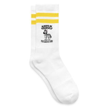 Zebra Spruch Lustiges Zebra Geschenk - Gestreifte Tennissocken - Weiß/Gelb - Rechts