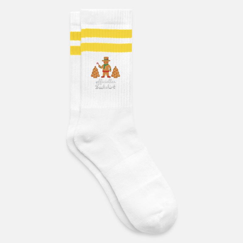 Plätzchen Backen Weihnachtszeit Kekse Lebkuchen - Gestreifte Tennissocken - Weiß/Gelb
