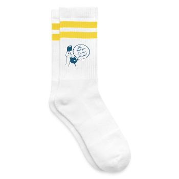 Retro Phone Design Funny Conversation  I'm Fine - Striped tennis socks - white/yellow - Right