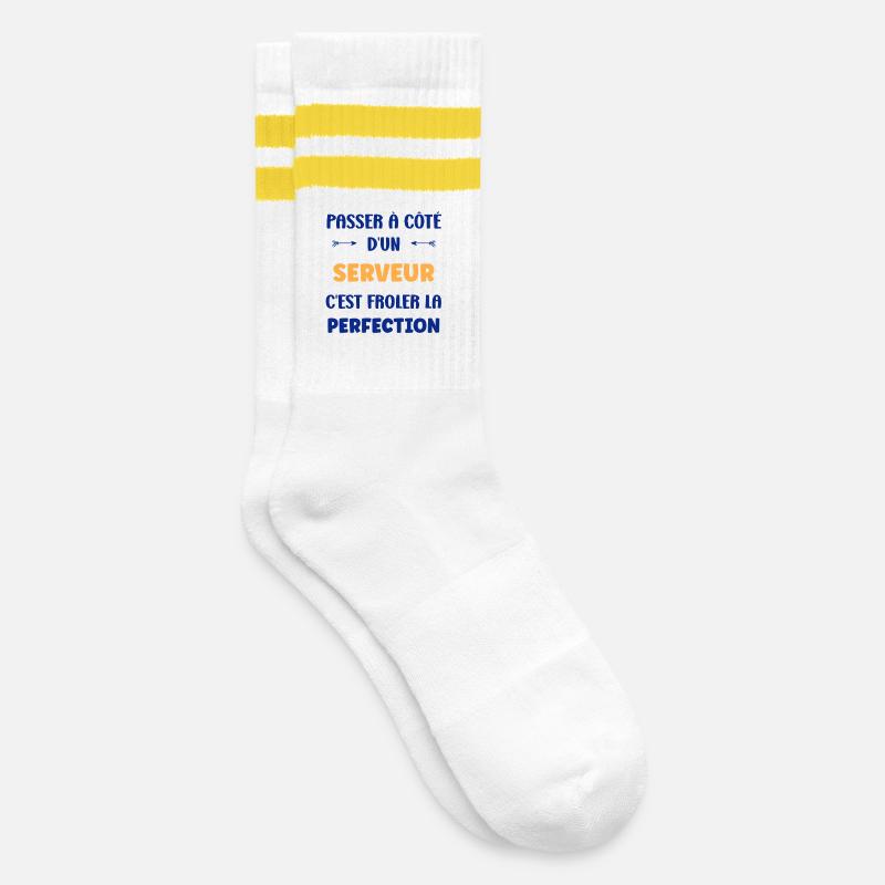 Server - Gestreifte Tennissocken - Weiß/Gelb