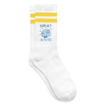 Diving Diver Snorkeling Recreational Diver - Striped tennis socks - white/yellow - Right