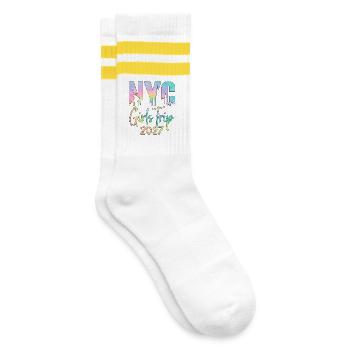 NYC Girls Trip 2027 - Gestreifte Tennissocken - Weiß/Gelb - Rechts