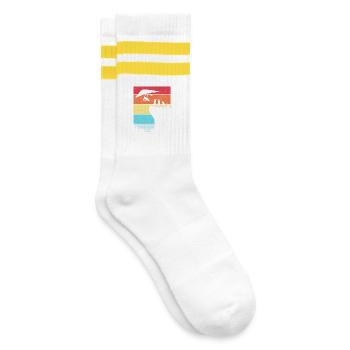 Gleitschirm Gleitschirmfliegen Gleitschirmflieger - Gestreifte Tennissocken - Weiß/Gelb - Rechts