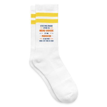 doctor - Striped tennis socks - white/yellow - Right