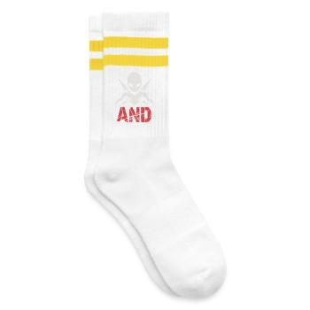 Alien Ninja Emblem - Striped tennis socks - white/yellow - Right