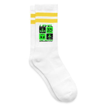 Niveau de cadeau d’anniversaire débloqué depuis 35 ans - Chaussettes de tennis - blanc/jaune - Droite