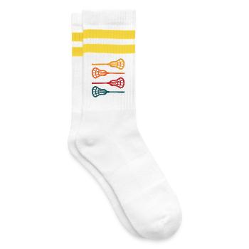 Lacrosse Stick Lacrosse - Striped tennis socks - white/yellow - Right