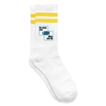 do what you love what you do - Striped tennis socks - white/yellow - Right