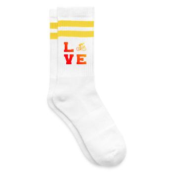 Road Bike Graphic for Road Bike - Striped tennis socks - white/yellow - Right