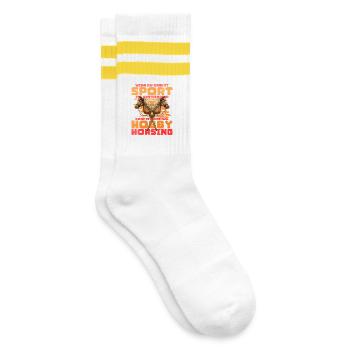 Motif double cheval pour la cavalerie de loisir - Chaussettes de tennis - blanc/jaune - Droite