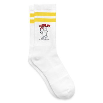 Greenland Is Not For Sale - Gestreifte Tennissocken - Weiß/Gelb - Rechts