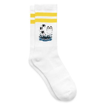 Penguin Jump Into The Water Pocket Design - Striped tennis socks - white/yellow - Right