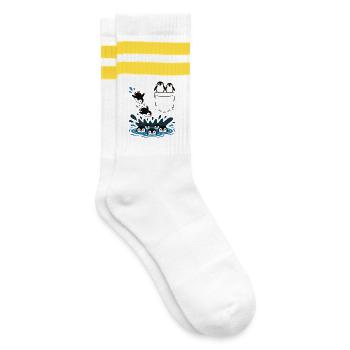 Penguin Jump Into The Water Pocket Design - Striped tennis socks - white/yellow - Right