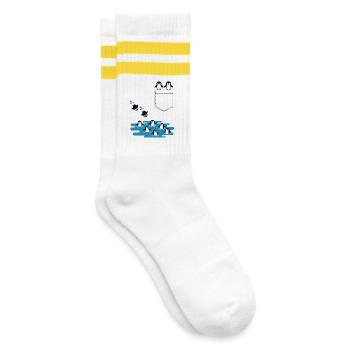 Penguin Jump Into The Water Pocket Design - Striped tennis socks - white/yellow - Right