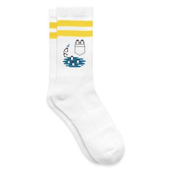 Penguin Jump Into The Water Pocket Design - Striped tennis socks - white/yellow - Right