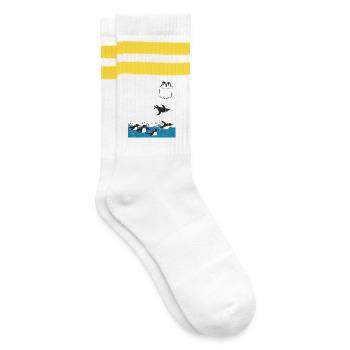 Penguin Jump Into The Water Pocket Design - Striped tennis socks - white/yellow - Right
