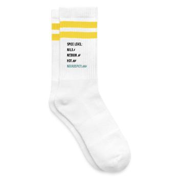 Spice Level Neurospicy - Neurodivergent Humor - Gestreifte Tennissocken - Weiß/Gelb - Rechts