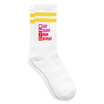 Running illustration for race - Striped tennis socks - white/yellow - Right