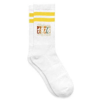 1976 Vintage Rétro Cadeau D’anniversaire - Chaussettes de tennis - blanc/jaune - Droite