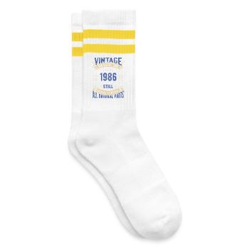 Vintage 1986 Still Going Strong - Striped tennis socks - white/yellow - Right