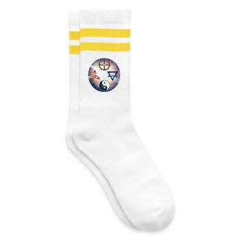 Équilibre Cosmique Yin Yang et Sceaux Sacrés - Chaussettes de tennis - blanc/jaune - Droite
