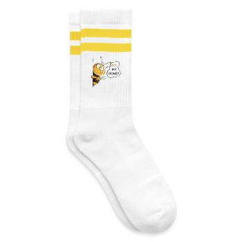 Witzige Honigbiene Biene Spruch Lustiges Instekt - Gestreifte Tennissocken - Weiß/Gelb - Rechts