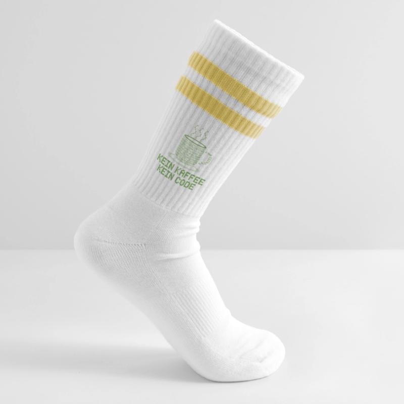 No Coffee No Code Programmer Computer Scientist Striped tennis socks