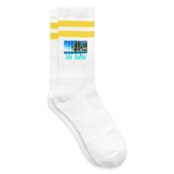 Isla Saona Dominikanische Republik Strand Souvenir - Gestreifte Tennissocken - Weiß/Gelb - Rechts