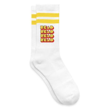 Read Design - Retro Look - Striped tennis socks - white/yellow - Right