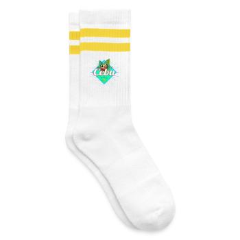 Cebu Island Philippines Coconut Retro Souvenir - Striped tennis socks - white/yellow - Right