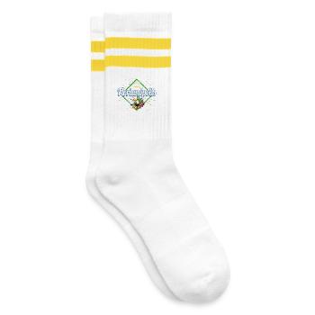 Florianopolis Santa Catarina Brasilien Souvenir - Gestreifte Tennissocken - Weiß/Gelb - Rechts