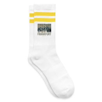 Frankfurt Germany Skyline Fine Art Souvenir - Striped tennis socks - white/yellow - Right