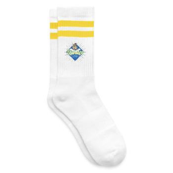 Dundee UK City Scotland Retro Flag Vintage - Striped tennis socks - white/yellow - Right