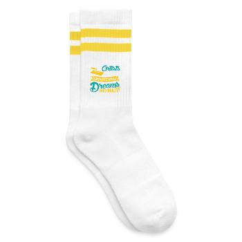 Drywall Drywall Builder Drywall Fitter - Striped tennis socks - white/yellow - Right