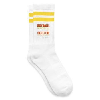 Trockenbau Trockenbauer Trockenbaumonteur - Gestreifte Tennissocken - Weiß/Gelb - Rechts