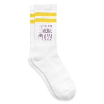 Kegeln meine DNA Kegelclub Spieler - Gestreifte Tennissocken - Weiß/Gelb - Rechts