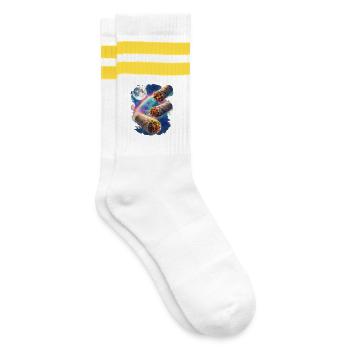 Kosmos Burrito Galaxy - Gestreifte Tennissocken - Weiß/Gelb - Rechts