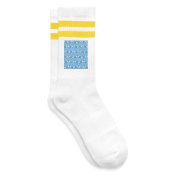 Blau Weiß Fahnen Girlande Bayern Raute Bayrisch - Gestreifte Tennissocken - Weiß/Gelb - Rechts