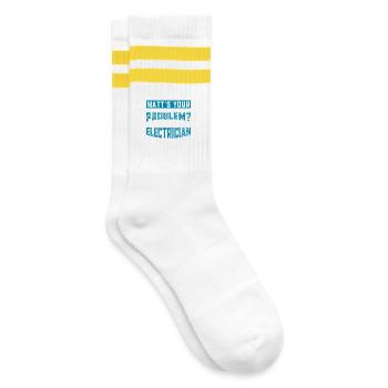 Elektriker Elektroniker Elektroinstallateur - Gestreifte Tennissocken - Weiß/Gelb - Rechts