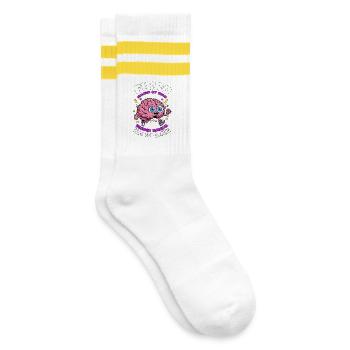 Fibro Normal Was Too Boring Fibromyalgia Awareness - Striped tennis socks - white/yellow - Right