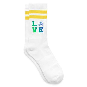 Gift idea for a road bike with road bike - Striped tennis socks - white/yellow - Right