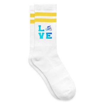 Gift idea for a road bike with road bike - Striped tennis socks - white/yellow - Right