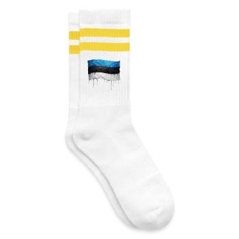 Estnische Flagge bunte Farbe - Gestreifte Tennissocken - Weiß/Gelb - Rechts