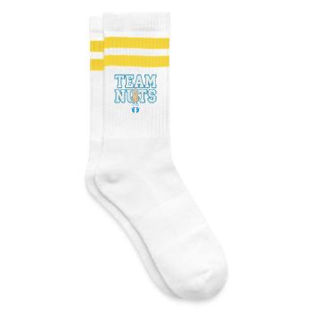 Team Nuts Erdnuss Design - Gestreifte Tennissocken - Weiß/Gelb - Rechts