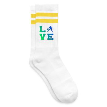Pickleball player Idea for pickleball athlete fans - Striped tennis socks - white/yellow - Right