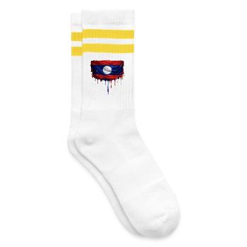 Laos flag colorful color - Striped tennis socks - white/yellow - Right