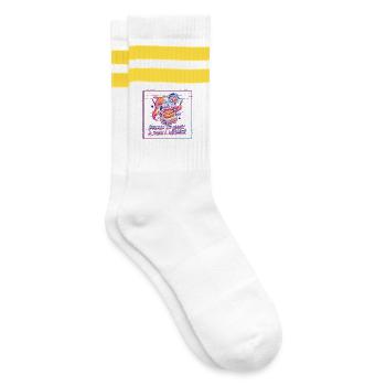Stolz darauf, einen kleinen Wiener zu haben - Gestreifte Tennissocken - Weiß/Gelb - Rechts